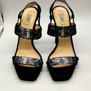 Prada Black and Silver Sequin Heels